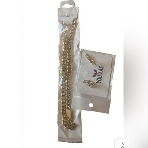 Gold Chain Necklace  and Earring Set